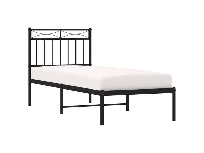  Lit simple- lit adulte -  cadre de lit métal sans matelas avec tête de lit noir 80x200 cm  - Conforama B