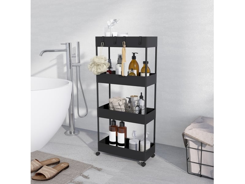  Desserte 40x19x90 cm à 4 niveaux métal noir  - Conforama C