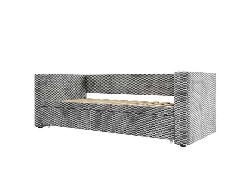  Lit banquette gris 90/180x200 cm extensible en velours avec led et sommier à lattes  - Conforama D