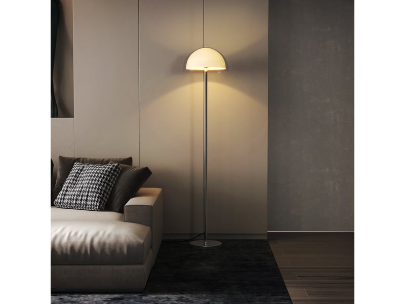  Lampadaire moderne avec abat-jour double couche, en métal et acrylique, ø35 x 150 cm, blanc  - Conforama B