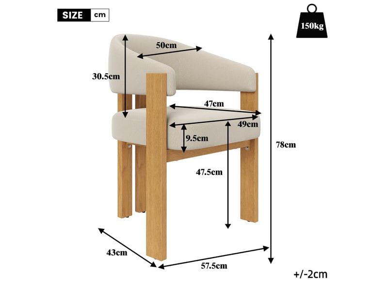 Ensemble table extensible 160200 x 90 cm + 6 chaises ergonomiques rembourrées, aspect bois, coins arrondis, plateau épaissi - Conforama W