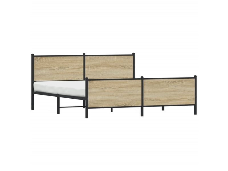 Lit double- lit adulte - cadre de lit en métal sans matelas chêne sonoma 200x200 cm - Conforama B