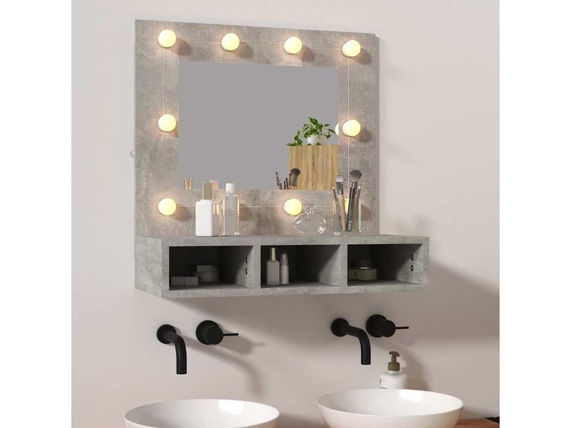  Armoire à miroir avec led gris béton 60x31.5x62 cm  - Conforama B