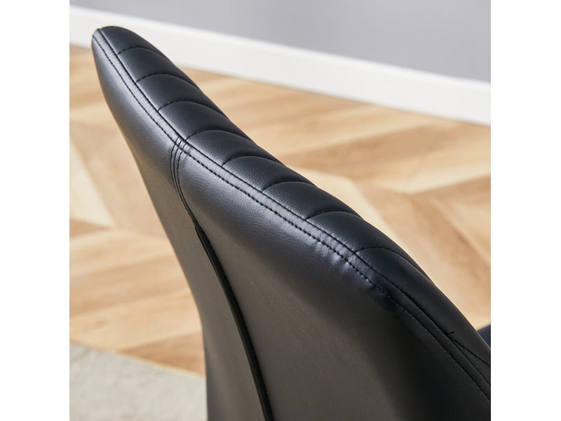  Lot de 4 chaises de salle à manger 43x42,6x93 cm, dossier rainuré et ergonomique, hydrofuge antitache, pu, noir+argenté  - Conforama E