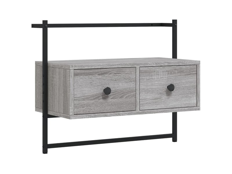  Meuble tv - banc tv - meuble de rangement mural sonoma gris 60,5x30x51 cm bois d'ingénierie  - Conforama A