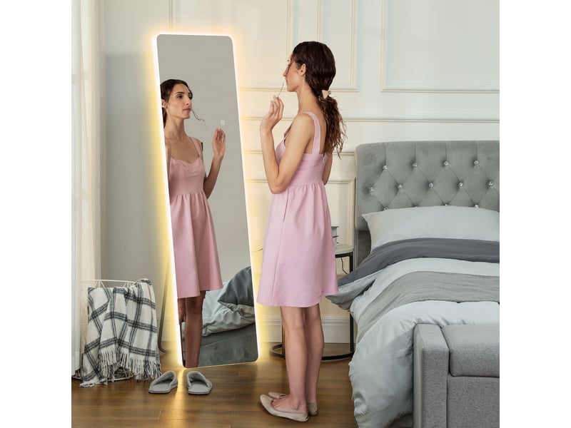  Miroir pleine longueur avec éclairage led 150 x 40 cm, 3 couleurs d'éclairage et fonction mémoire, transparent  - Conforama D