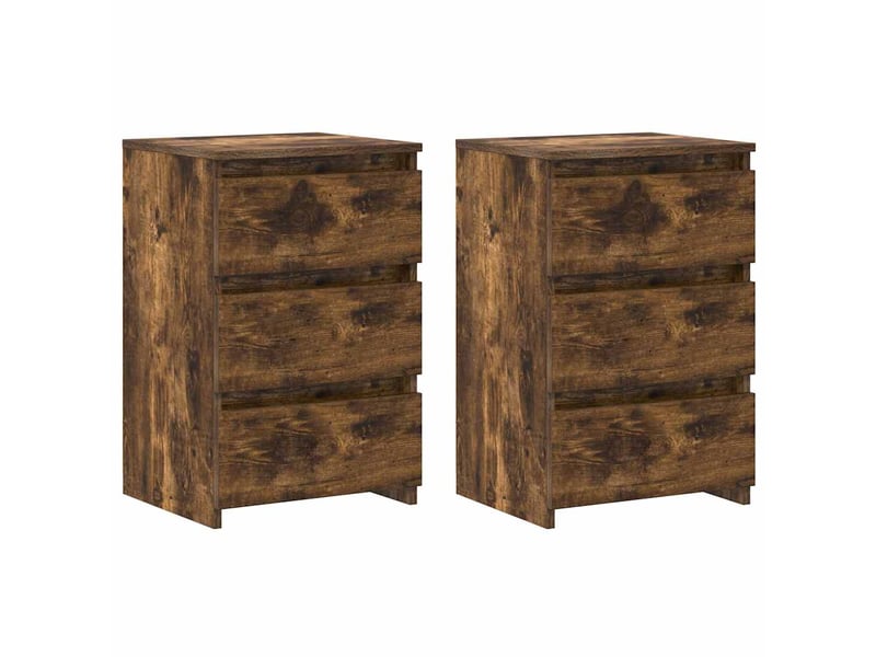  Lot de 2 tables de chevet - cabinet de chevet - table de nuit chêne fumé 40x35x62,5cm bois d'ingénierie  - Conforama A