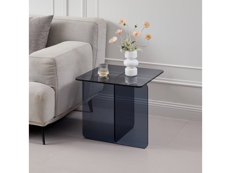  Table basse fixe polyvalente en verre trempé pour salon et extérieur 45×45×41 cm grise  - Conforama B
