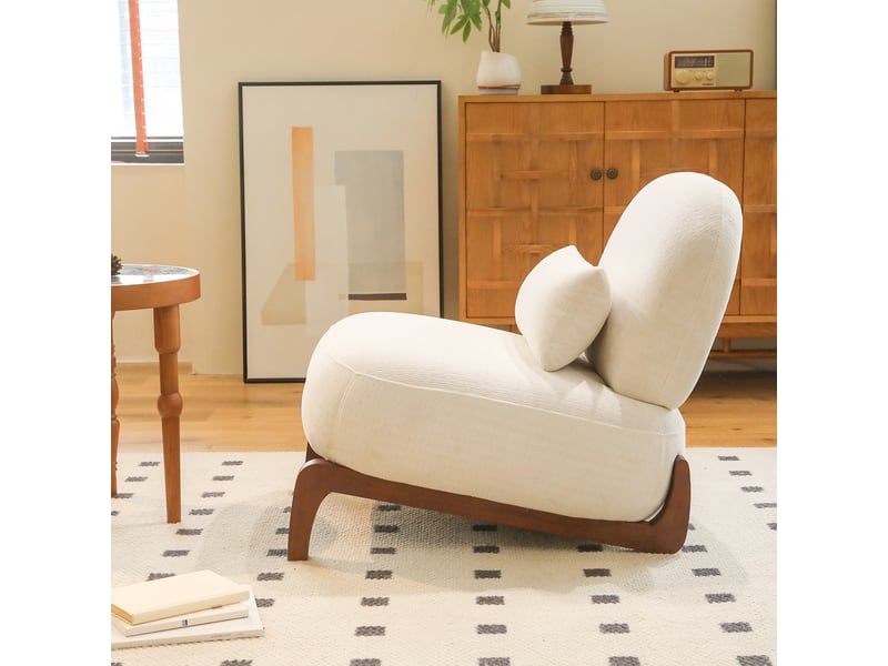  Lot de 2 chaises en velours blanc, pieds en bois massif W5318S00012 - Conforama B