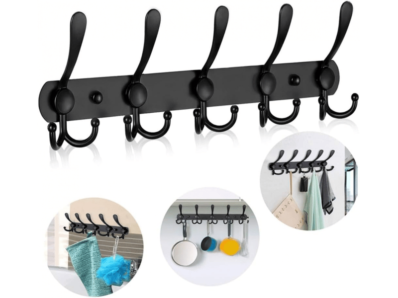  Noir) porte-manteau mural – 5 crochets assortis, robuste, en acier inoxydable, en métal pour vêtements, serviettes, sacs à main, peigno ISG004018 - Conforama D