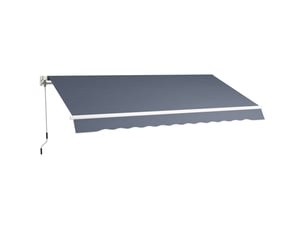 Store extérieur avec bras rétractables et ouverture à manivelle, 360 x 250 cm, gris