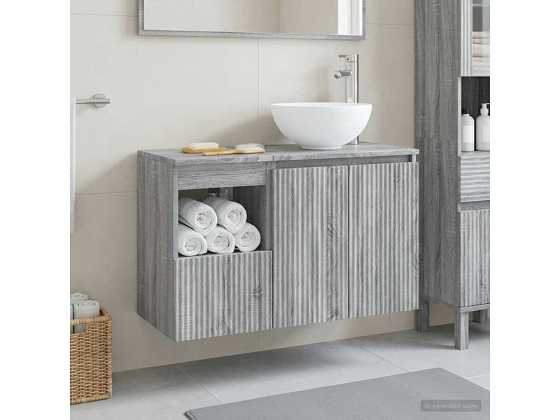  Ensemble de mobilier de salle de bain 2 pc sonoma gris cf64193  - Conforama B