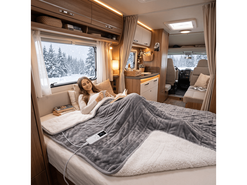  Nettlife couverture chauffante 180x130cm gris foncé, 6 niveaux, minuterie 2‑10h arrêt auto, double face flanelle &amp; sherpa, lavable, protection surchauffe  - Conforama C