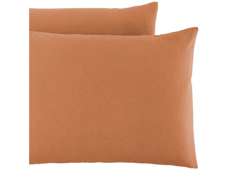  Lot 2 taies d'oreiller 50x70 cm lin métis caramel PD25521 - Conforama B