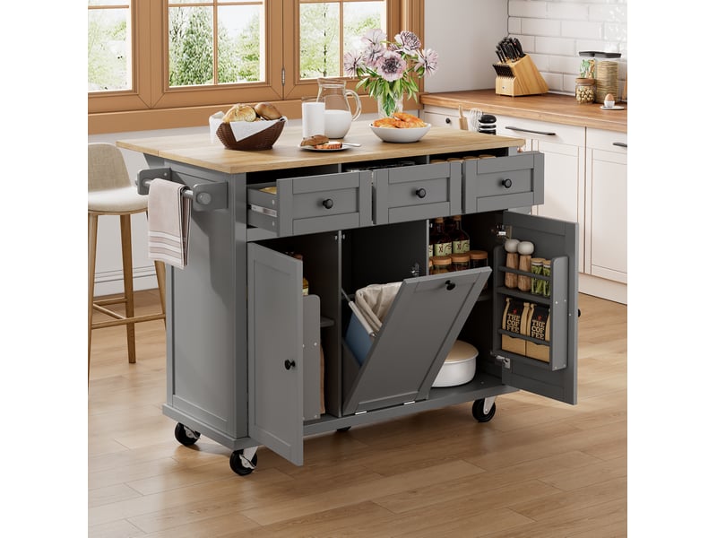 Îlot de cuisine mobile à plan de travail extensible homvra - Conforama C