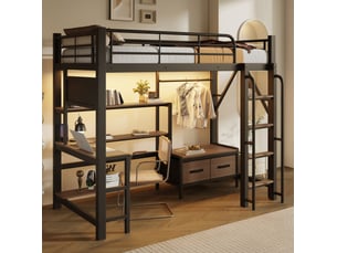 Lit mezzanine 90x200 cm <strong></strong>  <strong></strong> coloris noir