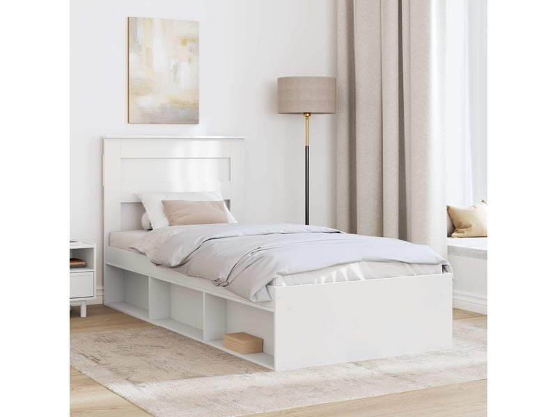 Lit simple- lit adulte - cadre de lit blanc 100 x 200 cm bois de pin massif - Conforama B