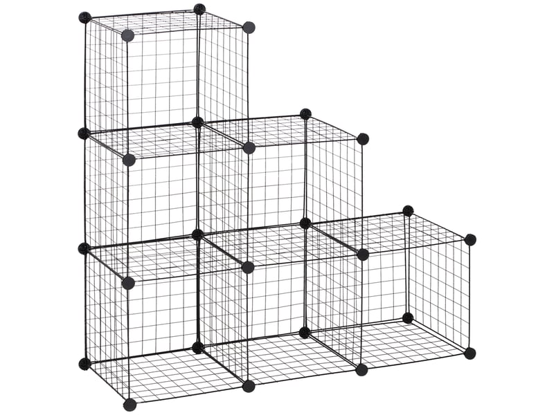  Étagère cubique en métal, meuble de rangement modulable pour vêtements, livres, jouets, flexible, 109 cm (l) x 37 cm (l) x 109 cm (h), noir  - Conforama B
