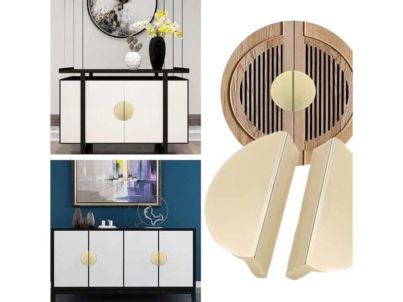  Pack de 4 poignées métalliques dorées, poignées pour meubles de bureau, tables de chevet, commodes et armoires avec vis  - Conforama C