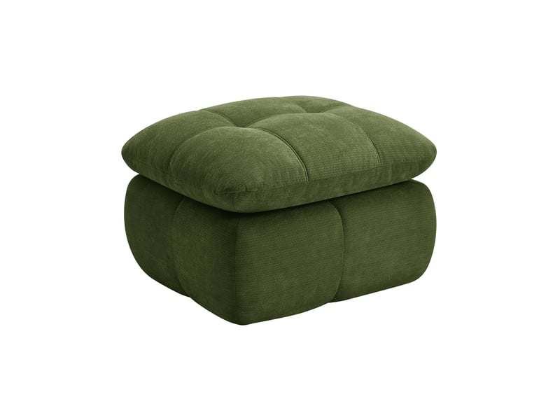  Pouf de salon - chenille ottomane verte, 72.5 x 63 x 50 cm, modulable, pour salon, revêtement en chenille de haute qualité et doux  - Conforama B