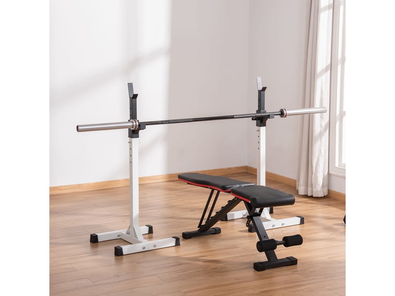  Support universel pour haltères en acier, hauteur réglable sur 12 niveaux, charge maximale 150 kg  - Conforama D