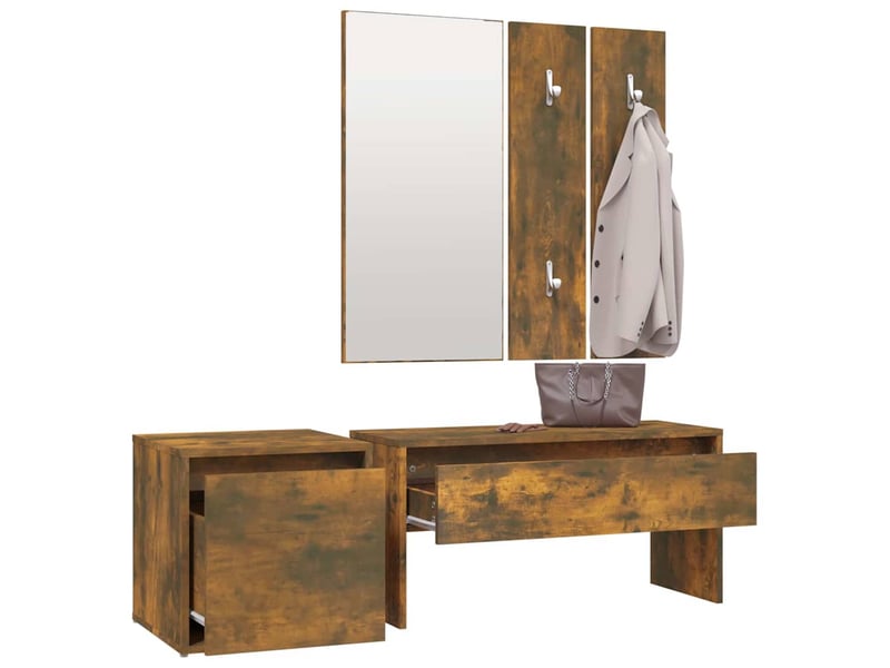  Ensemble de meubles de couloir chêne fumé bois d'ingénierie shl84257  - Conforama D