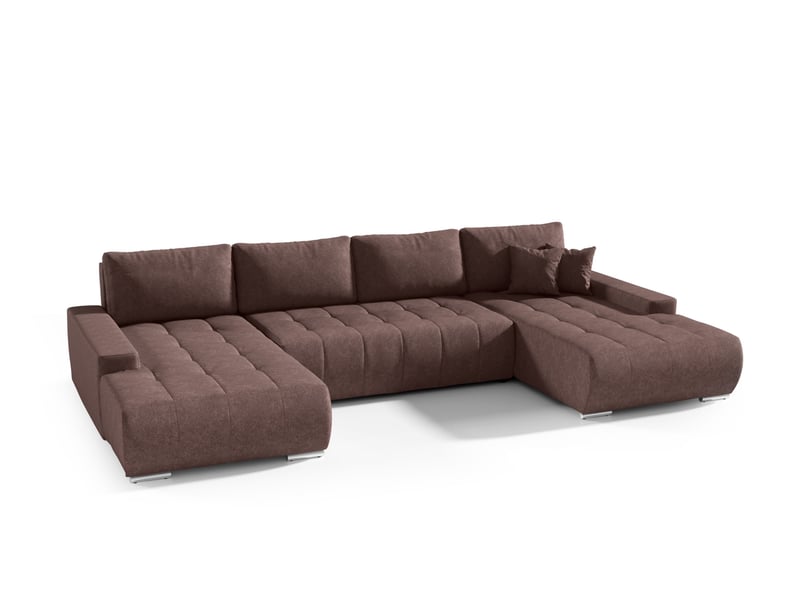  Canapé d'angle convertible velutti u velours aston marron, forme u avec coffre  - Conforama A