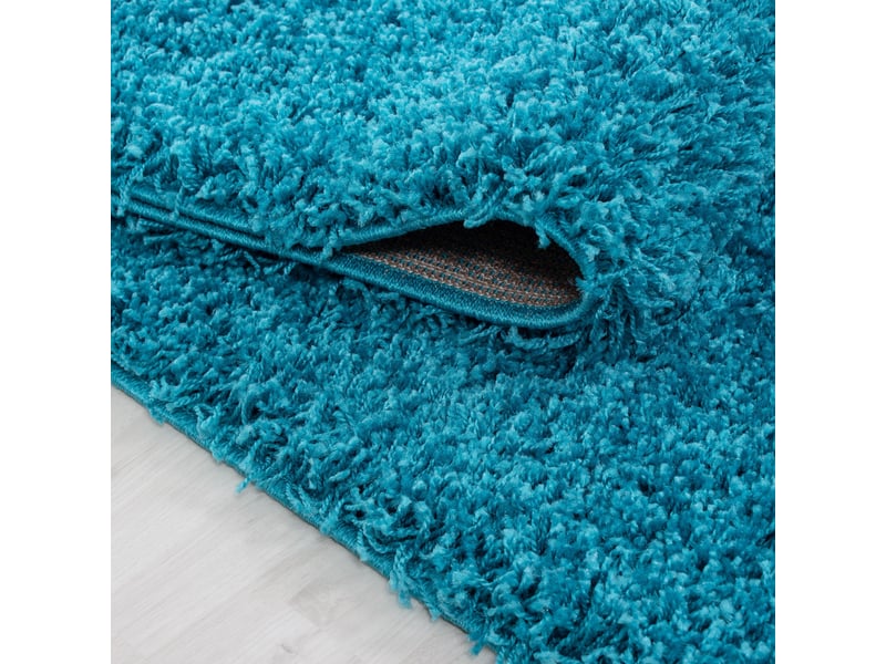 Shaggy - tapis uni rond - turquoise 120 x 120 cm LIFE1201201500TURKIS - Conforama E