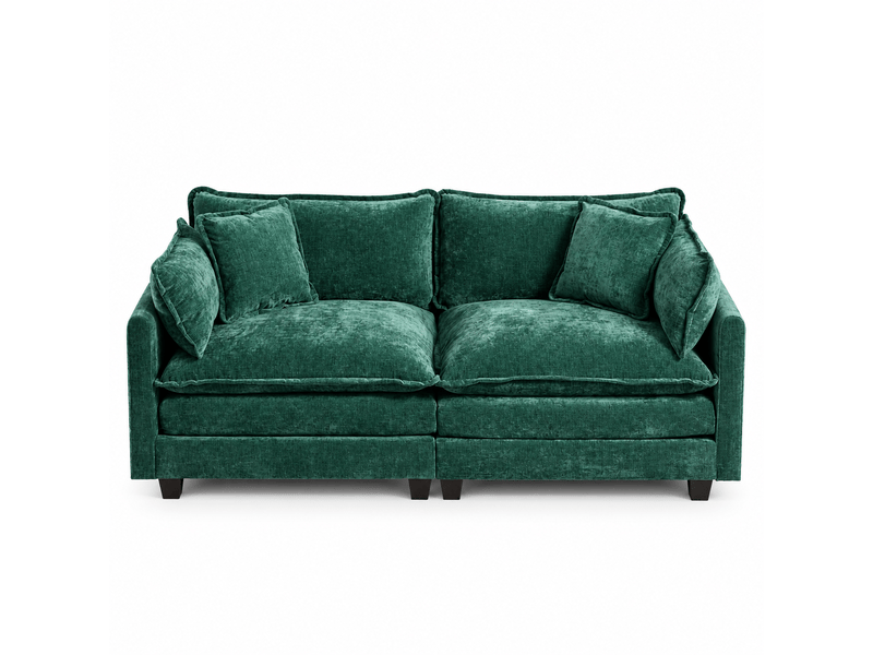  Canapé droit 2 places 195 × 75 × 84 cm en chenille vert, assise souple IKSETERA TRADING LTD - Conforama A