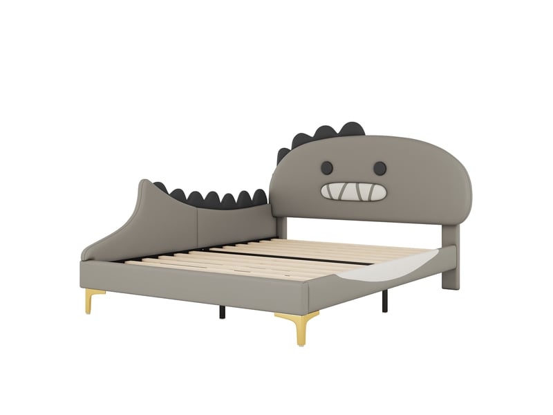  Lit enfant en pu gris 140 x 200 cm  - Conforama A