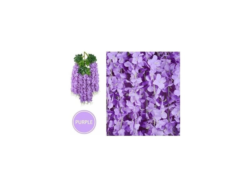  Lot de 12 artificielle fleurs, faux wisteria vigne soie fleur suspendue guirlande pour la maison jardin partie de mariage décor simulation fleur, 115cm (violet)  - Conforama C