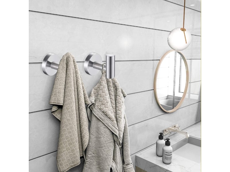 Crochets porte-serviettes, de rangement en acier inoxydable argenté – charge maximale 5 kg – lot de 2, gris CC005759MXR - Conforama C
