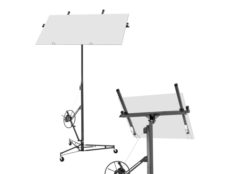 Lève-plaques pliable 125 x 137 x 180 cm, gris en acier, charge 68 kg, hauteur réglable de 180 à 470 cm - Conforama D