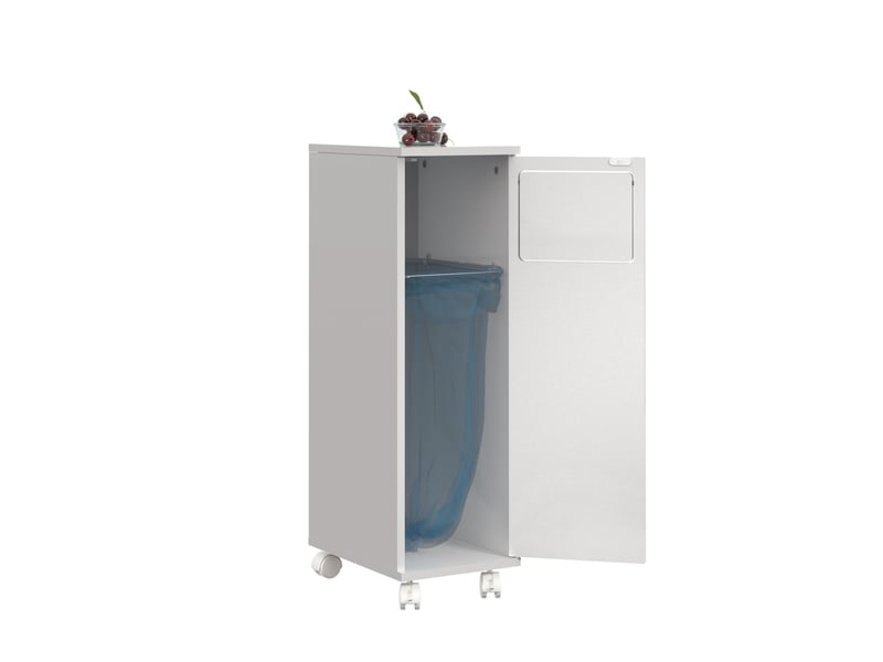  Meuble poubelle mobile 1 porte 24,2x35x80,3 cm en mdf blanc brillant  - Conforama D