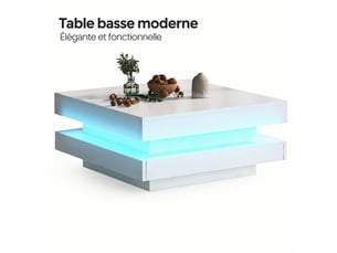Table basse carré(e) coloris blanc <strong></strong> <strong></strong> - 70 cmx70 cm