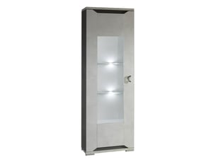 Vitrine 1 porte réversible + led aspect ciment et anthracite - libeccio
