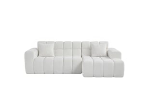 Canapé d’angle modulable l avec méridienne en velours blanc cravdom