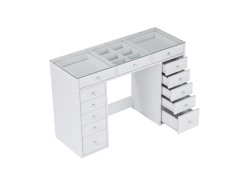  Coiffeuse 13 tiroirs avec vitrine décor blanc l120 cm - zélia  - Conforama E