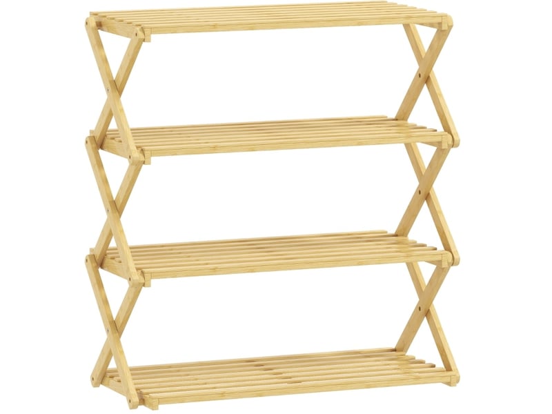  Étagère à chaussures tcqpz 4 niveaux en bambou 60 x 29 x 67 cm jusqu’à 12 paires naturel  - Conforama A
