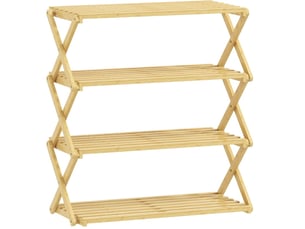 Étagère à chaussures tcqpz 4 niveaux en bambou 60 x 29 x 67 cm jusqu’à 12 paires naturel