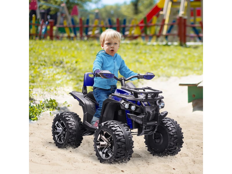 Quad électrique pour enfants de 3 à 5 ans, 12 v, avec phares et pédales, en polypropylène et métal, 100 x 65 x 73 cm, bleu - Conforama C