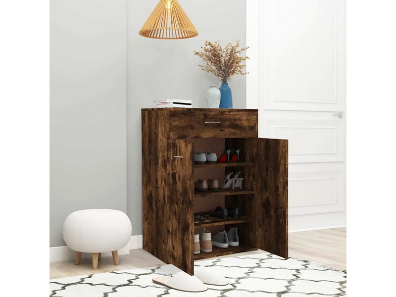  Meuble à chaussure | armoire à chaussures chêne fumé 60x35x84 cm bois d'ingénierie  - Conforama D