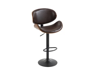 Lot de 2 tabourets de bar réglable 51 x 50 x 93-103,5 cm -  avec siège pivotant en cuir pu et métal - bois de noyer - noyer