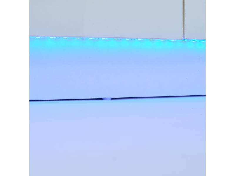  Buffet bas blanc 120x40x75 cm - meuble rangement cuisine avec 3 portes haut gloss et étagères intérieures  - Conforama W