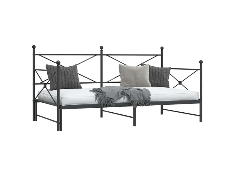  Lit simple- lit adulte -  lit de jour avec gigogne sans matelas noir 100x200 cm acier  - Conforama D