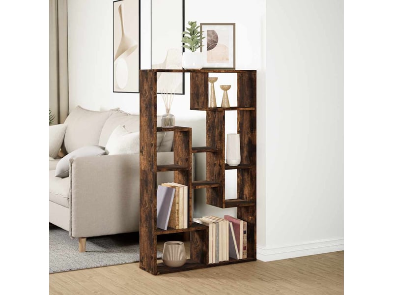 Bibliothèque, étagère de rangement chêne fumé 72x20x120,5 cm bois d'ingénierie - Conforama D