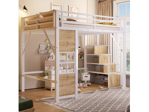 Lit mezzanine 140x200 cm <strong></strong>  <strong></strong> coloris blanc