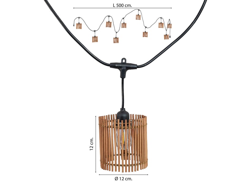  Guirlande de 10 lumières en bambou marron avec ampoule 500x12x12 cm (h)  - Conforama C