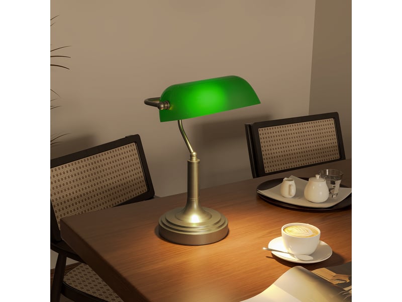  Lampe de bureau e27 de style banquier avec abat-jour réglable et interrupteur à bascule pour la maison, le bureau ou la bibliothèque - verte  - Conforama B