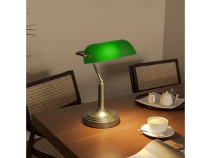 Lampe de bureau e27 de style banquier avec abat-jour réglable et interrupteur à bascule pour la maison, le bureau ou la bibliothèque - verte